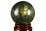 Flashy, Polished Labradorite Sphere - Great Color Play #157997-1
